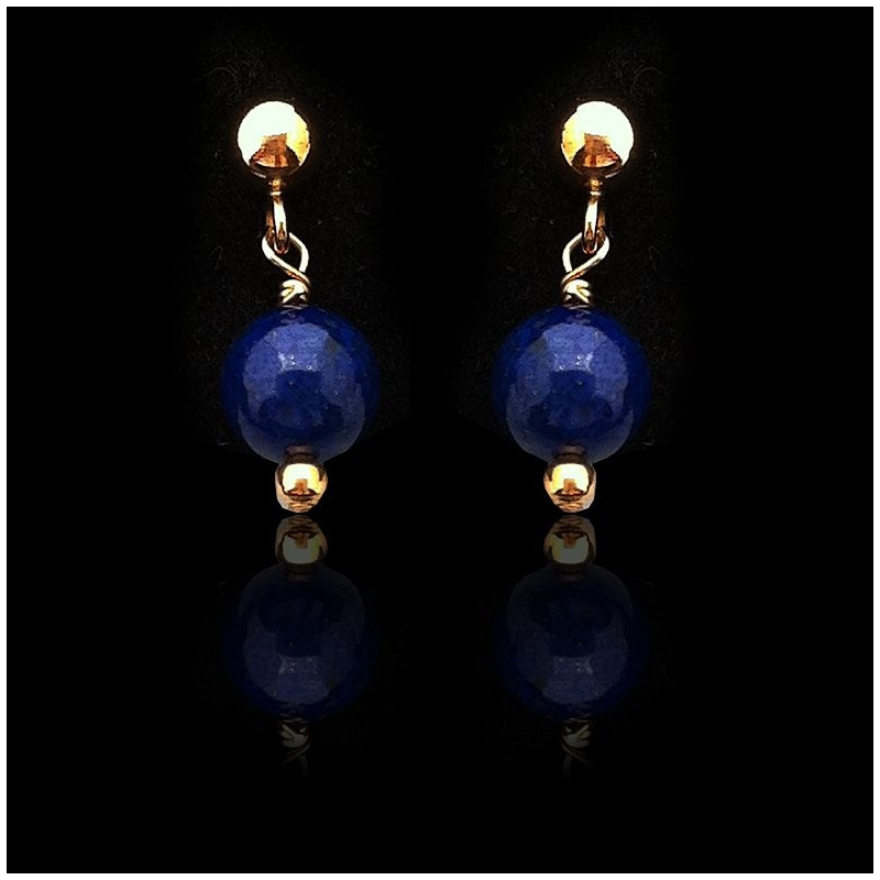 Orecchini "Lapis lazuli Perline e Oro Placcato" Piccolo