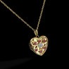 "Cœur de dragon" médaillon reliquaire coeur en argent sterling  plaqué or d'étoiles en pierre CZ