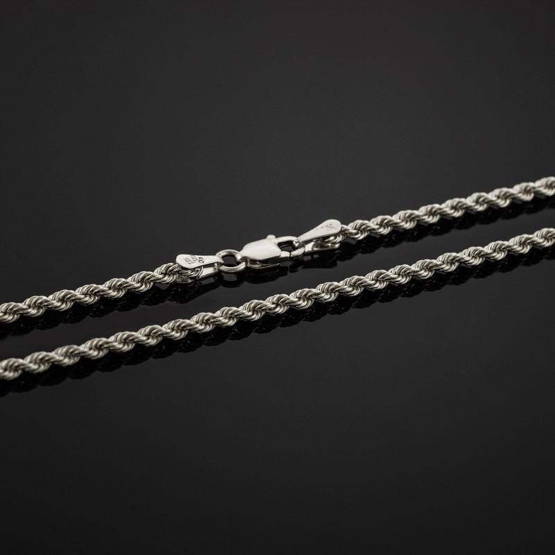 20"Twist Rope 1.5mm 925 Solid Sterling Silver Chain Necklace Black Oxidized 
