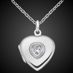 Pendant locket heart shape with a stone