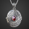 Catherine the Great" garnet locket pendant in sterling silver 925