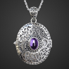 "Amethyst Catherine the Great" photo locket pendant in sterling silver 925