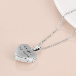 "Forget-Me-Not Flower" Swarovski Locket pendant heart shape sterling silver