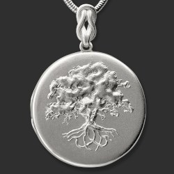 Sandblasted Locket pendant "Tree of Life" big size sterling silver