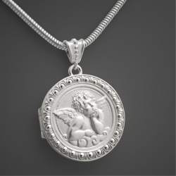 "Angel of Raphael" Locket pendant in solid sterling silver 925