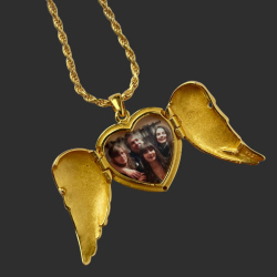 "Archangel Wings" Locket pendant from sterling silver gold plated