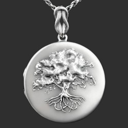 Oxidized Locket pendant "Tree of Life" big size sterling silver