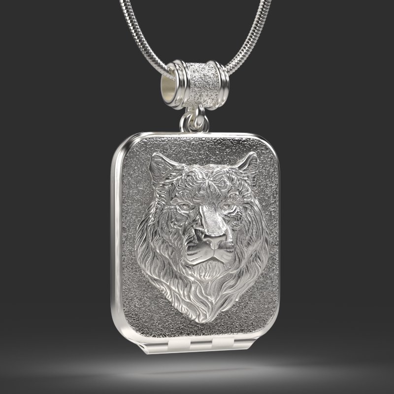 Locket Pendant for men "Liger" Tiger sterling silver