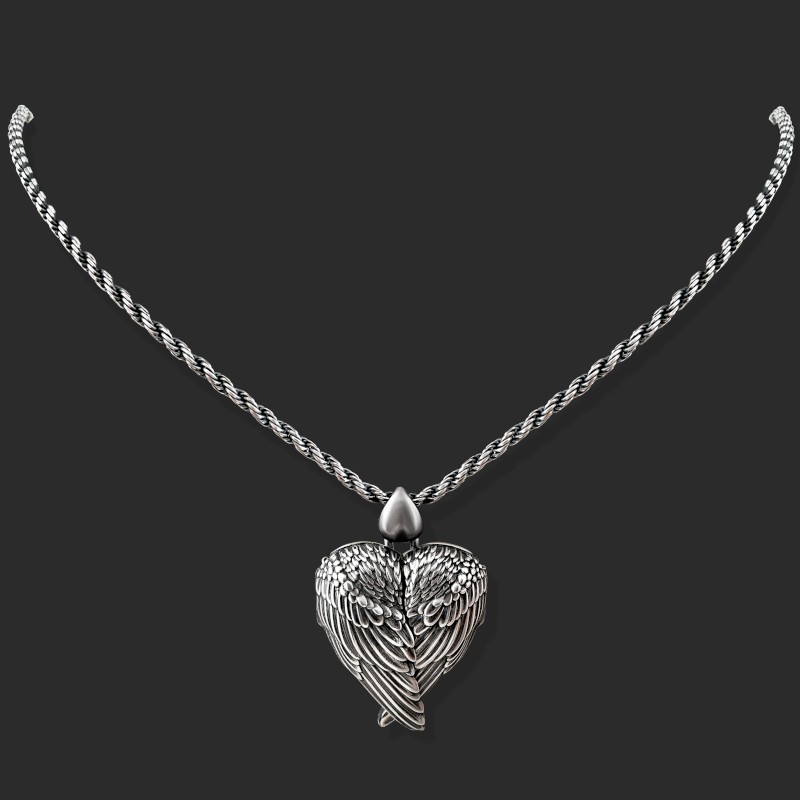 Something Silver Rose Gold Angel Wing with Cross and Heart Necklace –  CharmedJewellery.co.uk